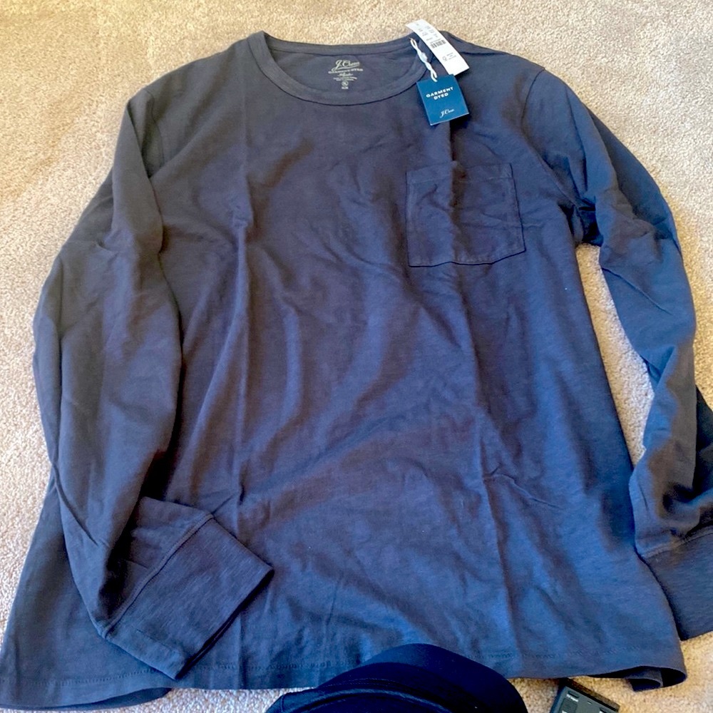 J Crew Garment-dyed slub cotton long-sleeve T-shirt Black Slim XL